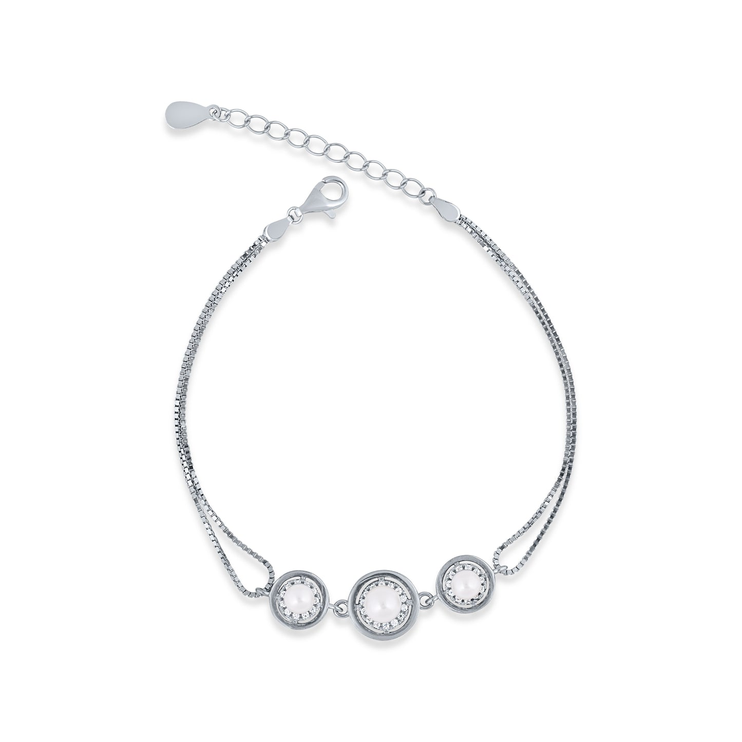 Silver Pearl Orbit Bracelet
