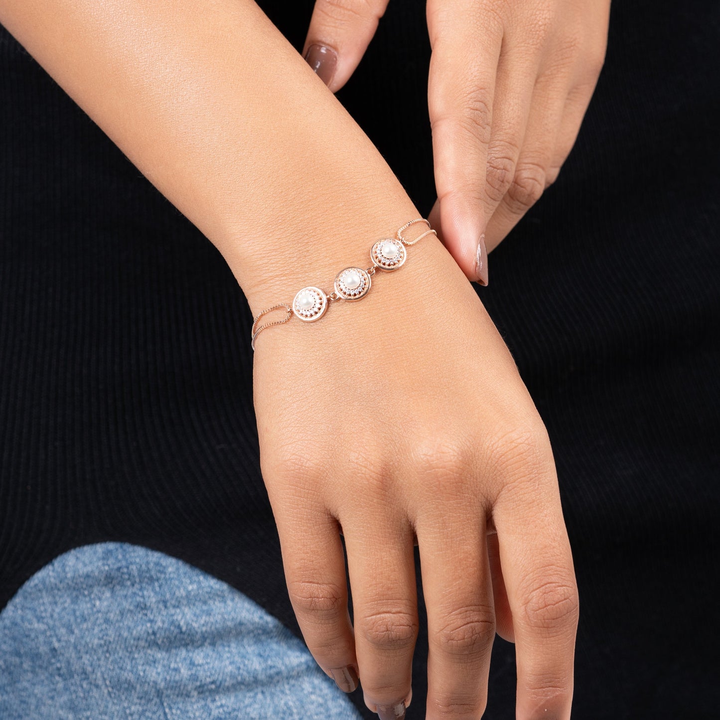 Silver Pearl Orbit Bracelet