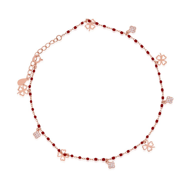 Rose Gold Paint Me Red Anklet