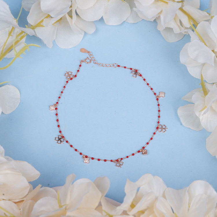Rose Gold Paint Me Red Anklet
