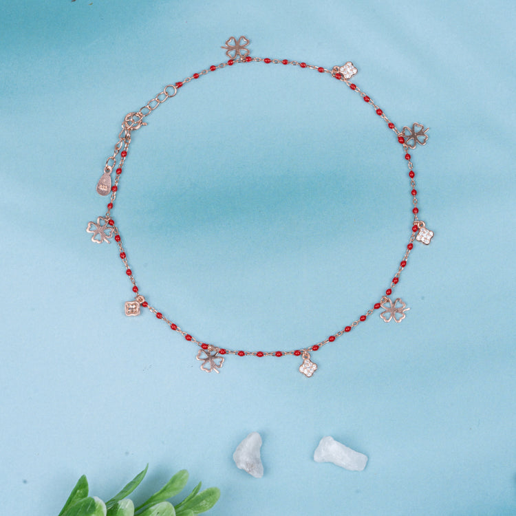 Rose Gold Paint Me Red Anklet