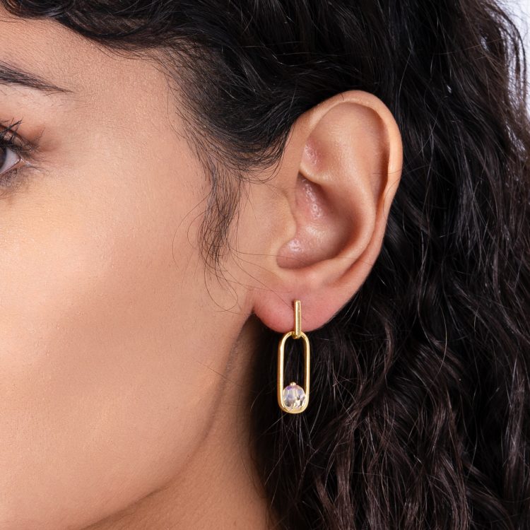 Golden Frame Drops Earrings