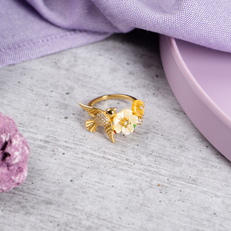 Floral Avian Elegance Ring