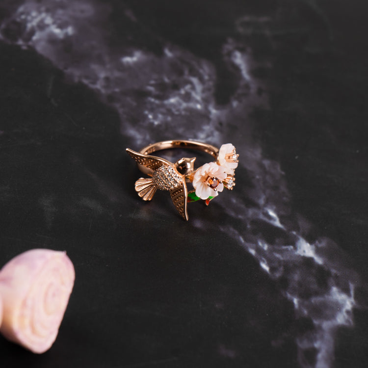 Floral Avian Elegance Ring