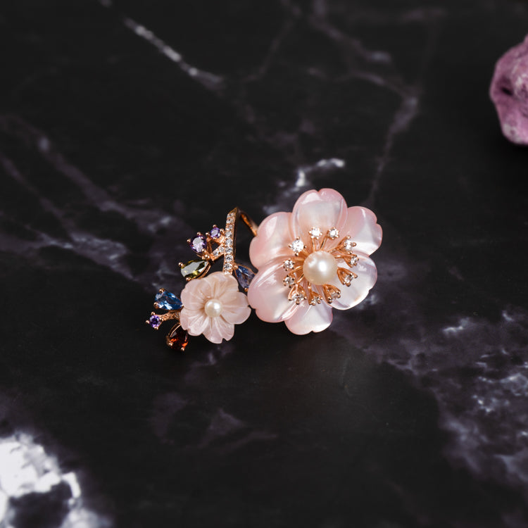 Twin Blossom Gemstone Gala Ring