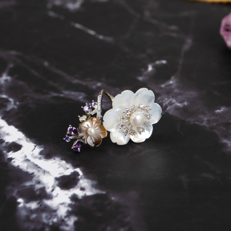 Twin Blossom Gemstone Gala Ring