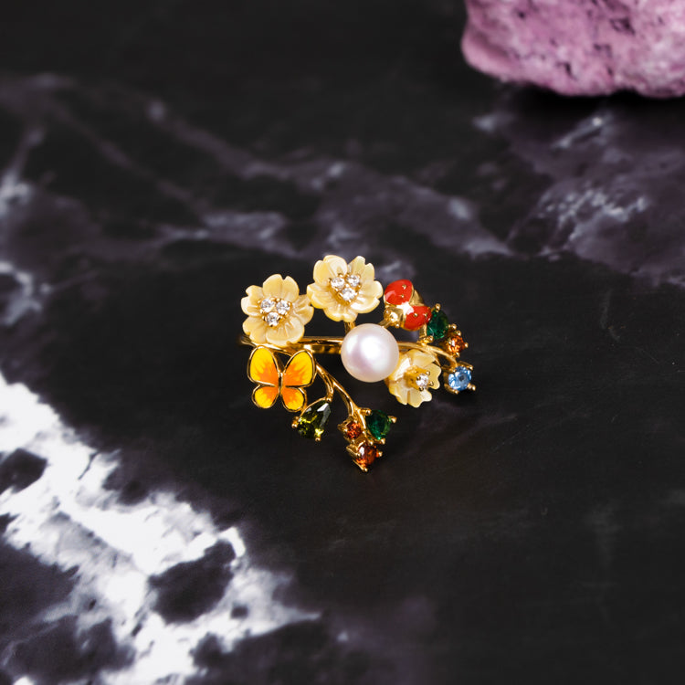 Gemstone Garden Butterfly Ring