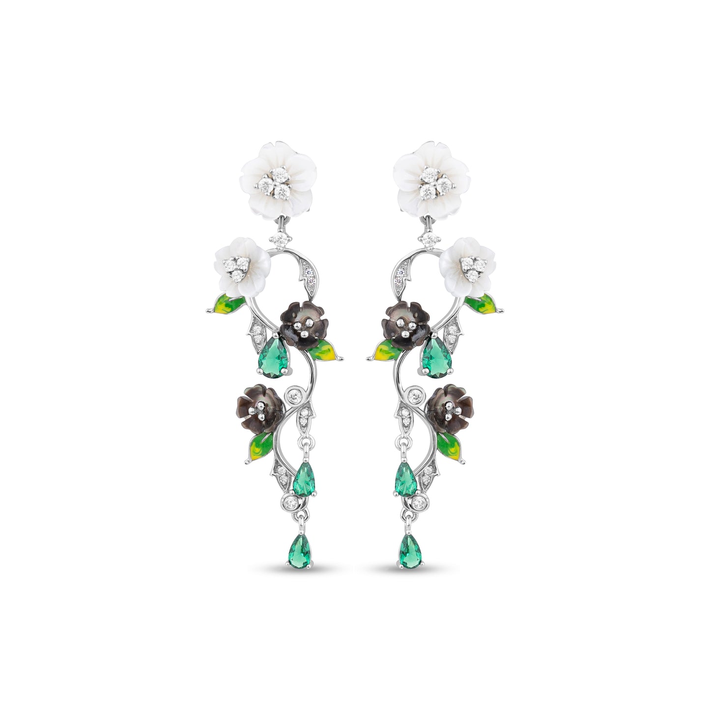 Sterling Silver Flower and Leaf Earrings