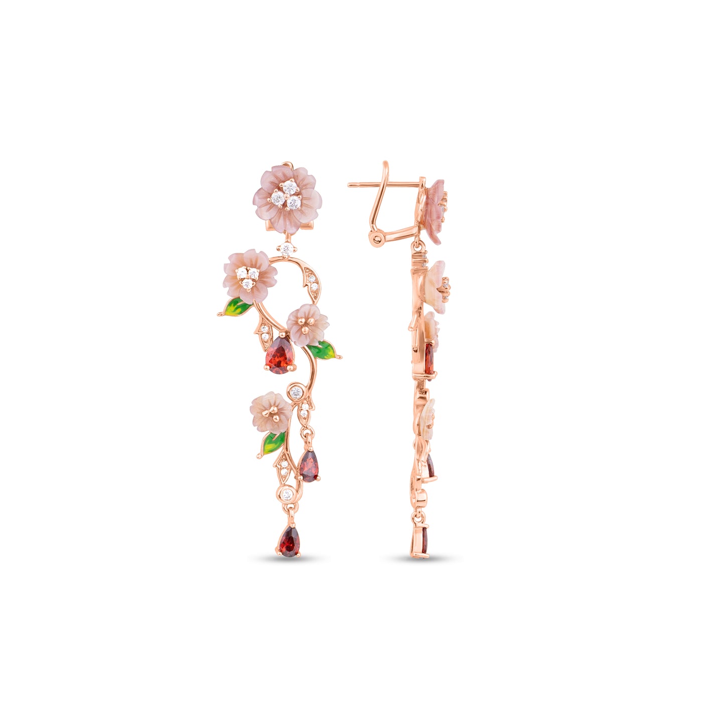 Sterling Silver Flower and Leaf Earrings