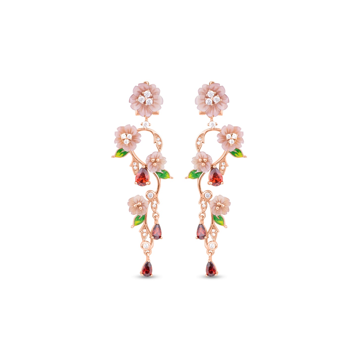 Sterling Silver Flower and Leaf Earrings