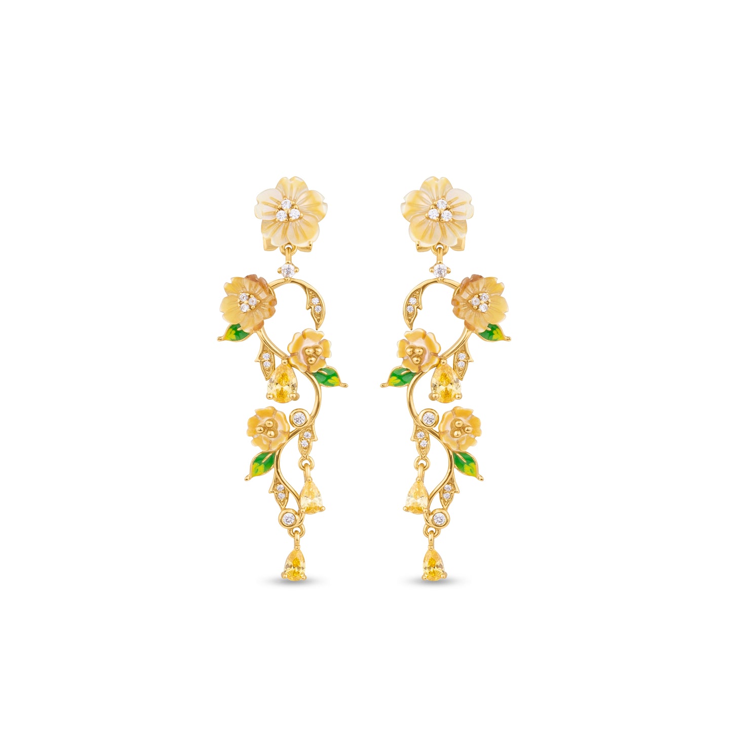 Sterling Silver Flower and Leaf Earrings