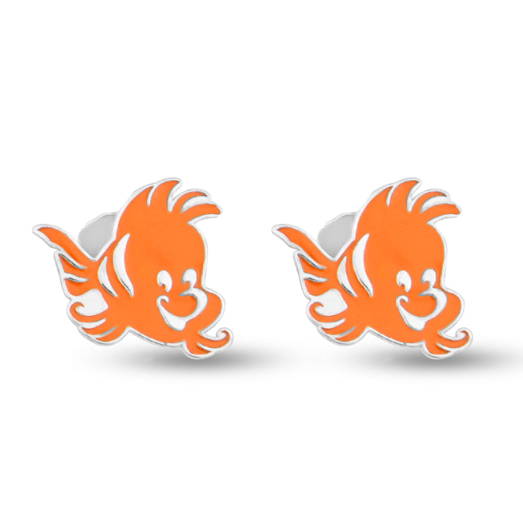 Fintastic Orange Fin Kiddie Silver Earrings