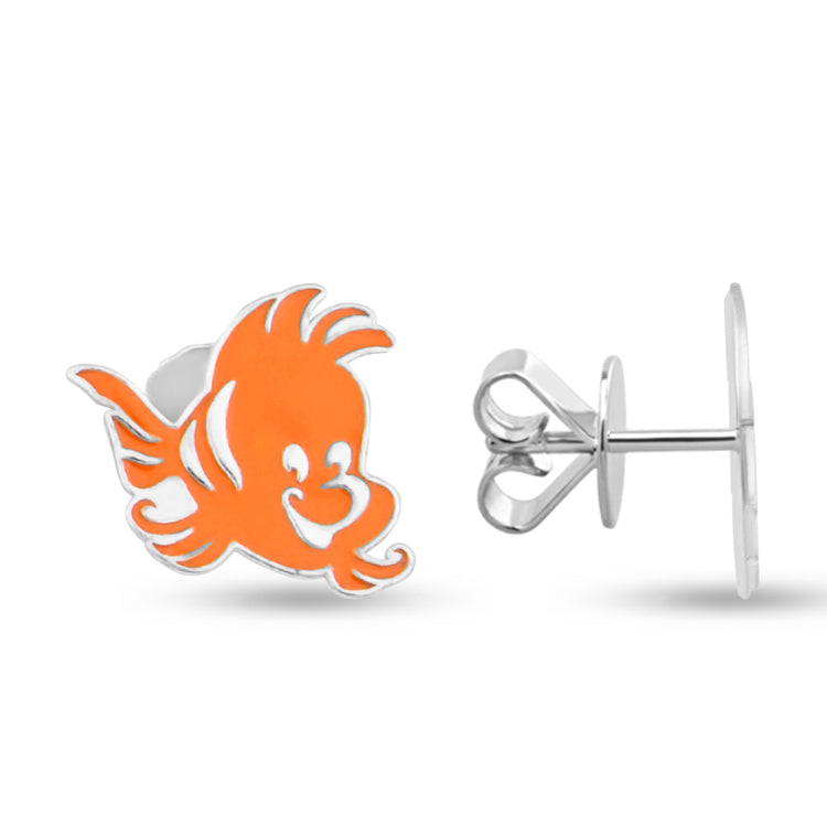 Fintastic Orange Fin Kiddie Silver Earrings