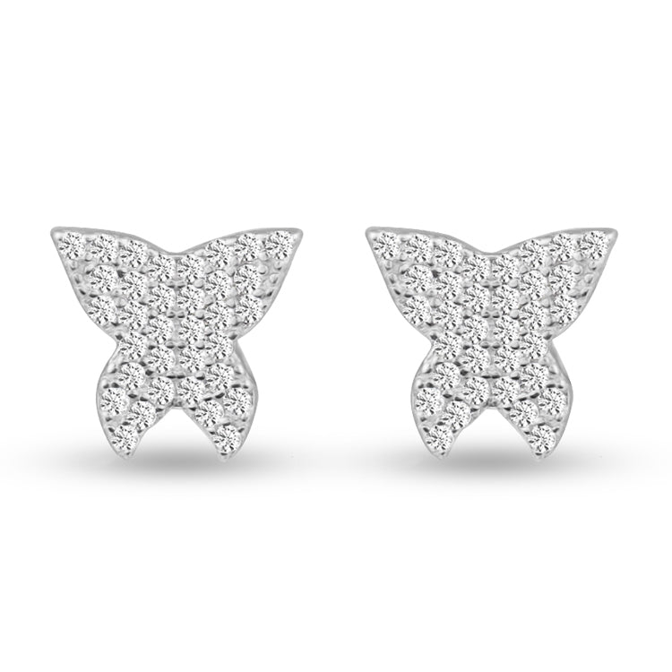 Lustrous Luna Butterfly Silver Earrings