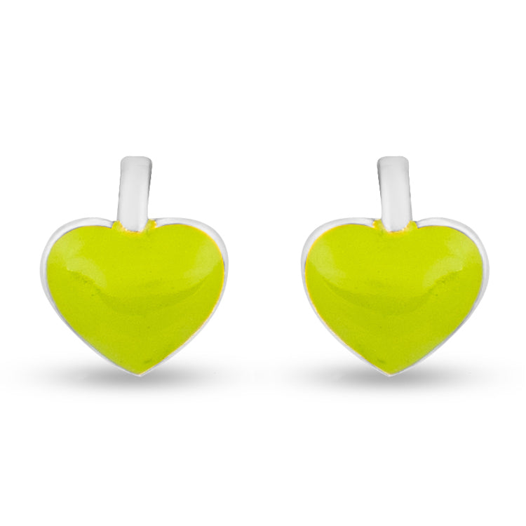 Emerald Embrace Heart Kiddie Silver Earrings