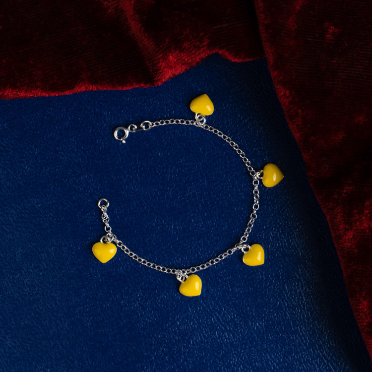 Yellow Hearts Silver Bracelet