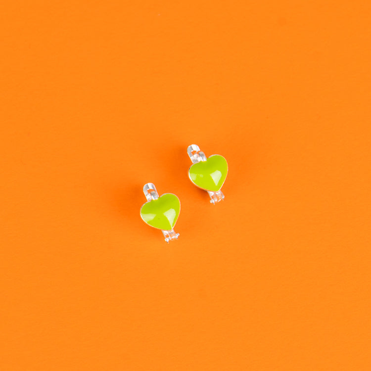 Emerald Embrace Heart Kiddie Silver Earrings