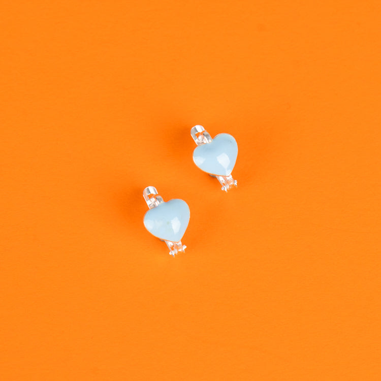 Azure Affection Heart Kiddie Silver Earrings