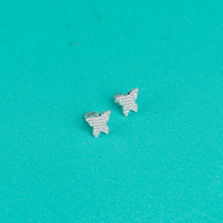 Lustrous Luna Butterfly Silver Earrings