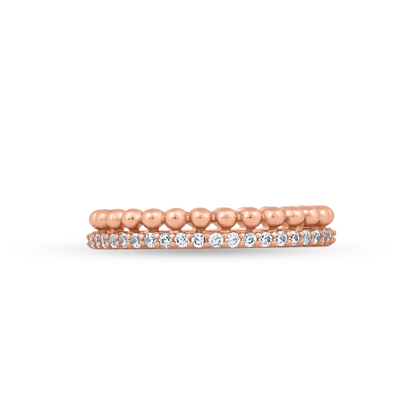 Dual Gleam Stack Rose Gold Plated Silver Ring