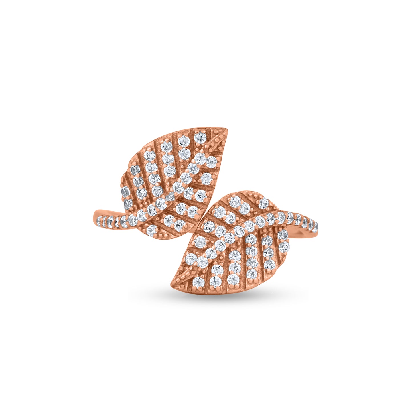 Leaf Wrap Rose Gold Plated Silver Ring