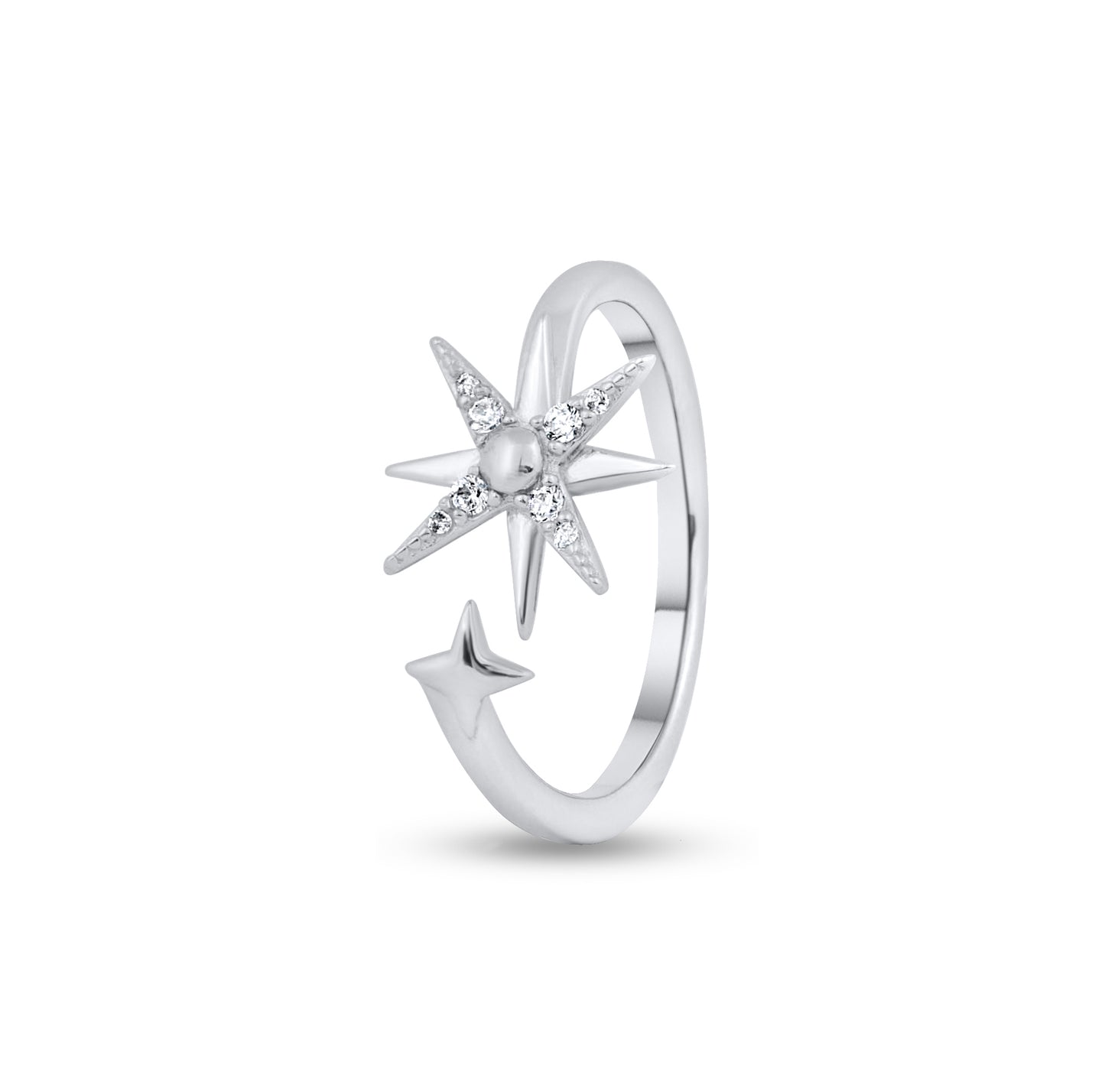 Twinkling Star Wrap Silver Ring