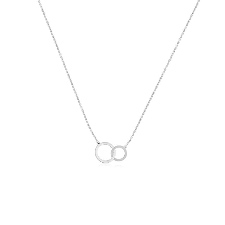 Double Interlocking Circle Silver Pendant