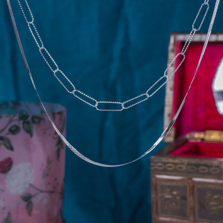 Geometric Layered Silver Necklace