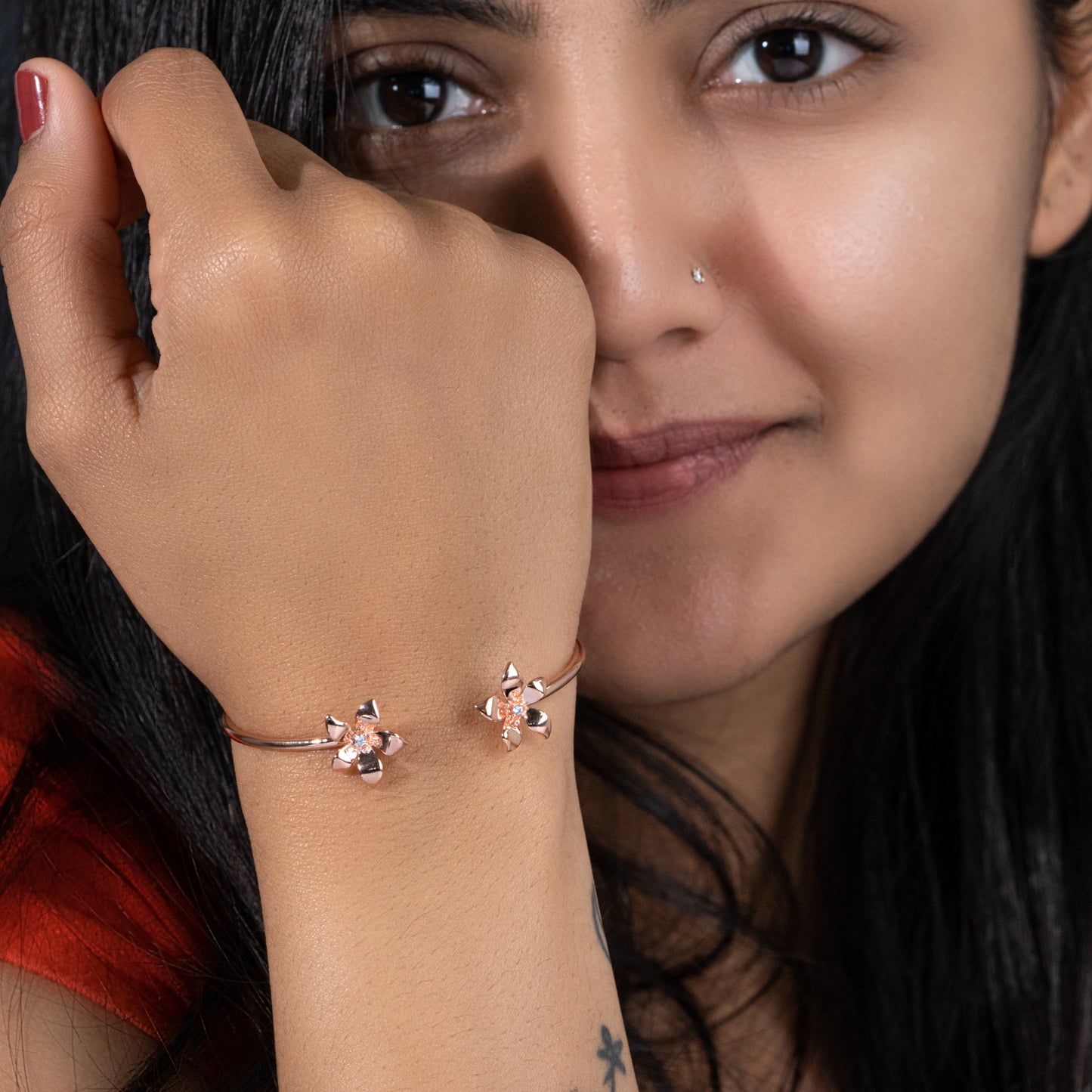 Silver Plumeria Bracelet