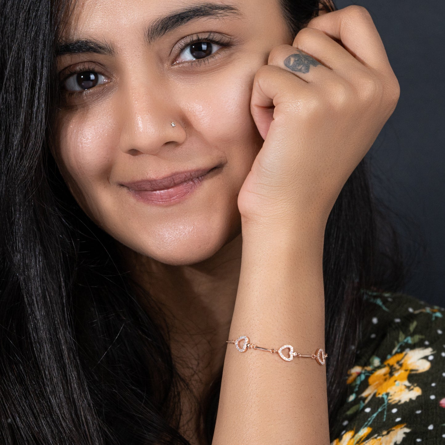 Rose Gold Heart Bracelet Dainty Perfect for Everyday Wear