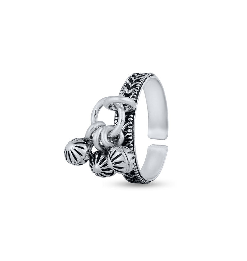 Bohemian Breeze Charm Silver Toe Rings