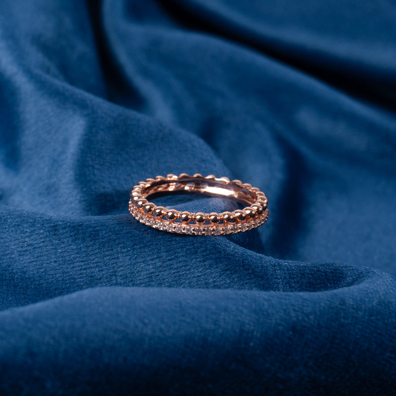 Dual Gleam Stack Rose Gold Plated Silver Ring