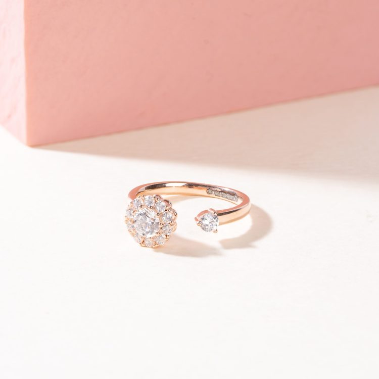Rose Halo Elegance Silver Ring