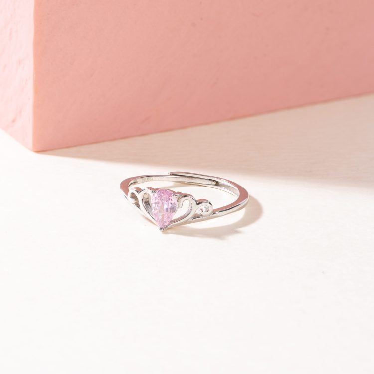 Pink Heart Elegance Silver Ring