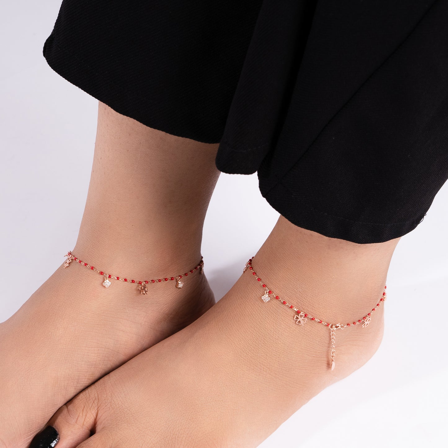 Rose Gold Paint Me Red Anklet