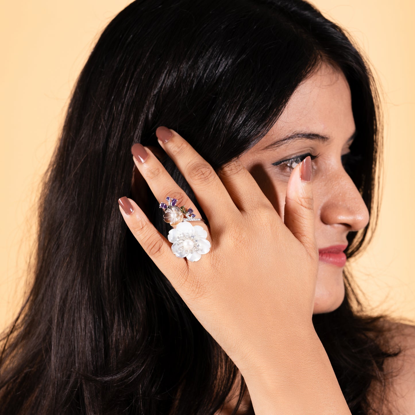 Twin Blossom Gemstone Gala Ring