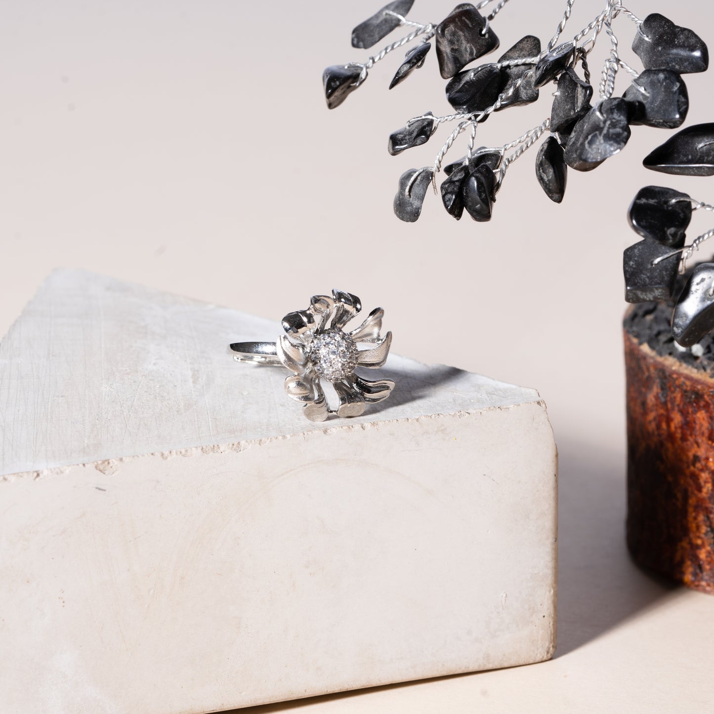 Blossoming Sparkle Silver Ring