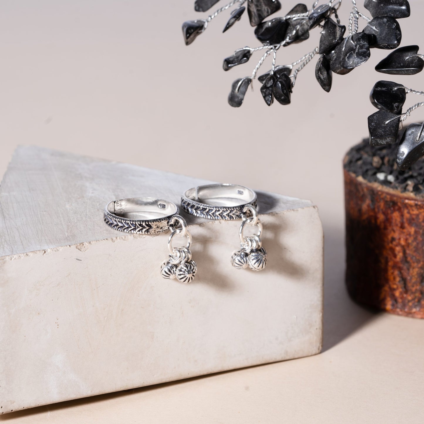 Bohemian Breeze Charm Silver Toe Rings