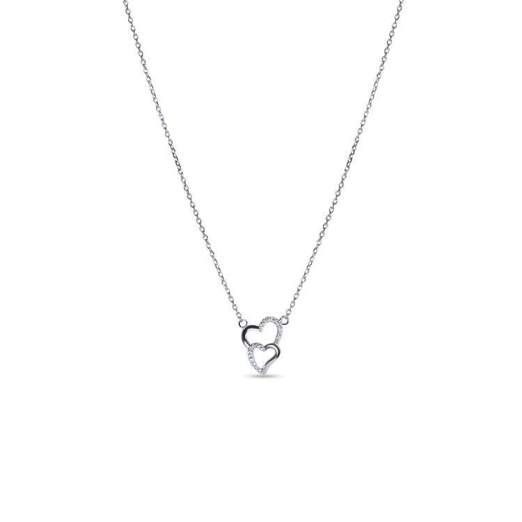 Silver intertwined hearts necklace