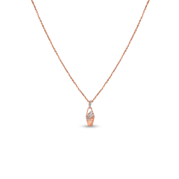 Blushing hexagon pendant necklace