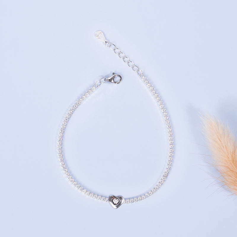 Heartfelt Glow Silver Bracelet
