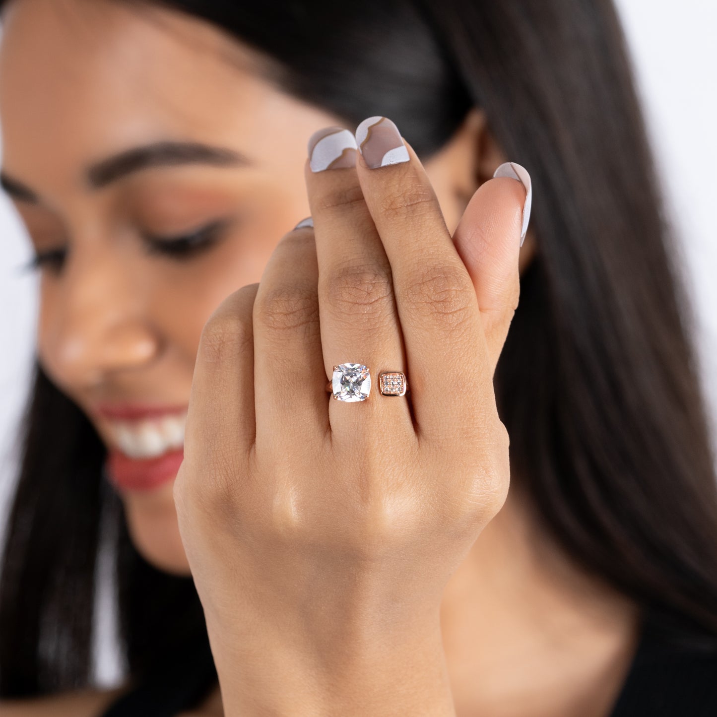 Solitaire Cube Accent Ring