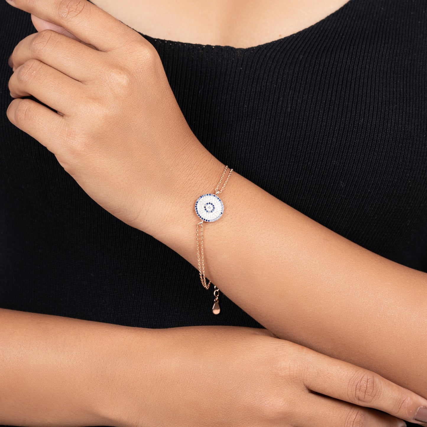 Rose Gold Mystic Shield Evil Eye Bracelet