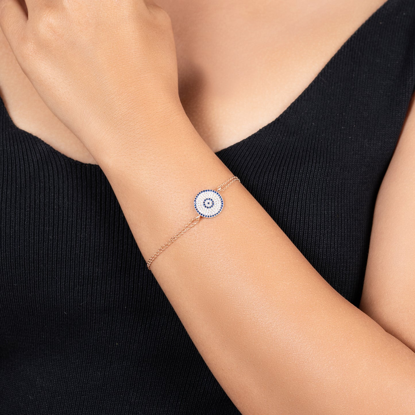 Rose Gold Mystic Shield Evil Eye Bracelet