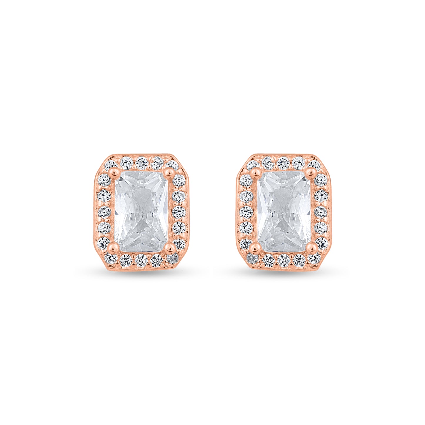 Sparkle Frame Rose Gold Plated Silver Earrings