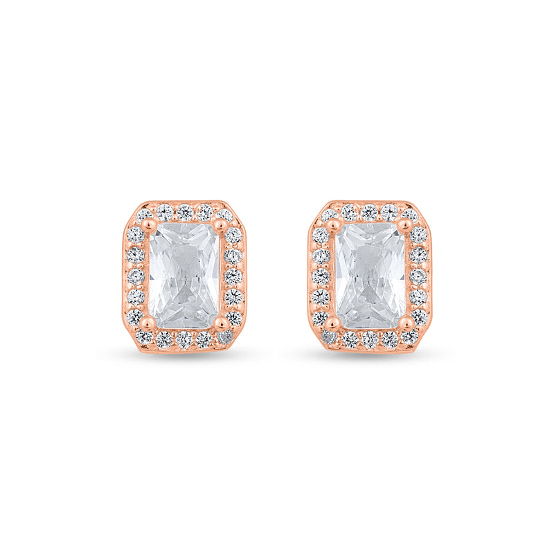 Sparkle Frame Rose Gold Plated Silver Earrings