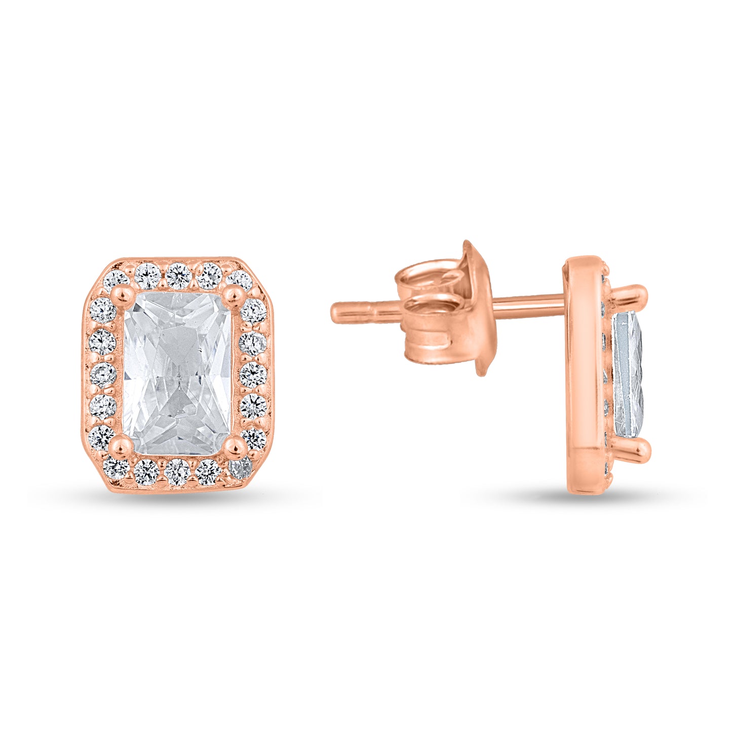 Sparkle Frame Rose Gold Plated Silver Earrings