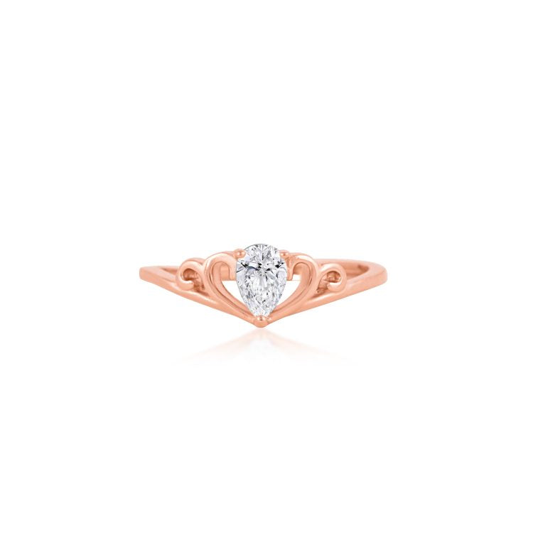 Rose Love Solitaire Silver Ring