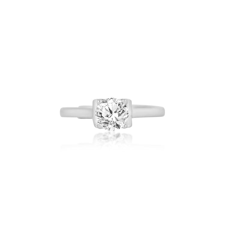 Classic Solitaire Charm Silver Ring