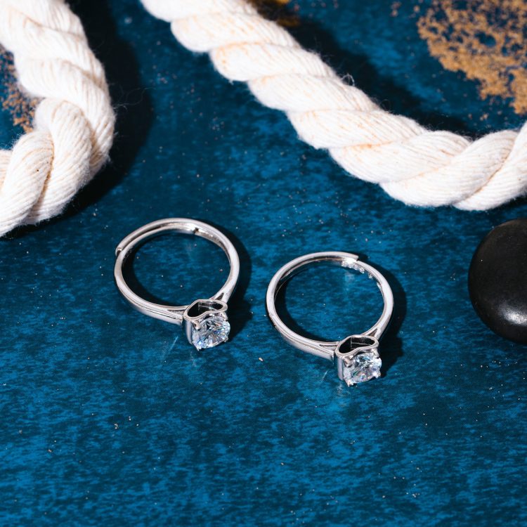 Classic Solitaire Charm Silver Ring